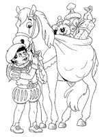 Sinterklaas Kleurplaat piet paard kado