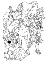 Sinterklaas Kleurplaat sint piet paard kado