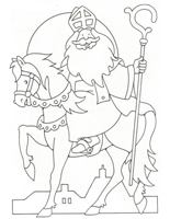 Sinterklaas Kleurplaat sint paard staf maan