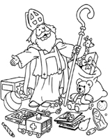 Sinterklaas Kleurplaat sint kado staf