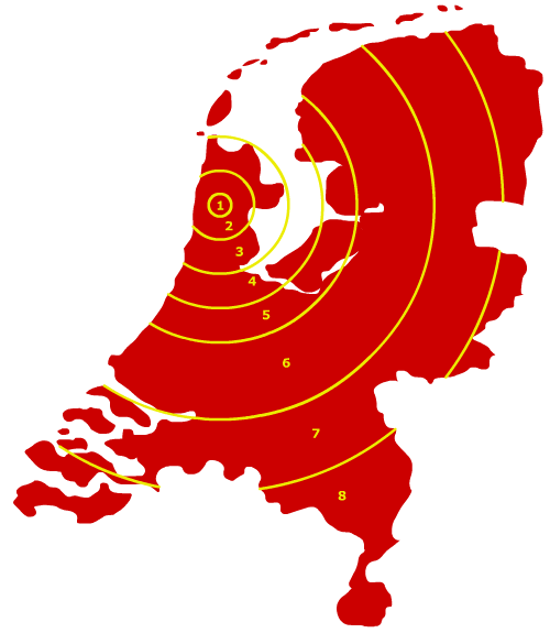 Reiskosten indicatie Nederland kaart